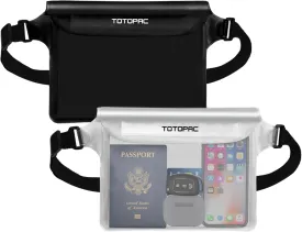 2-Pack Waterproof Fanny Pack, Phone Pouch with Waist Strap, 9x6.7 Inch Dry Bag for Phone, Cash, and Valuables  for Swimming, Kayaking, Boating, Snorkeling, and Water Sports (2, Black   White)