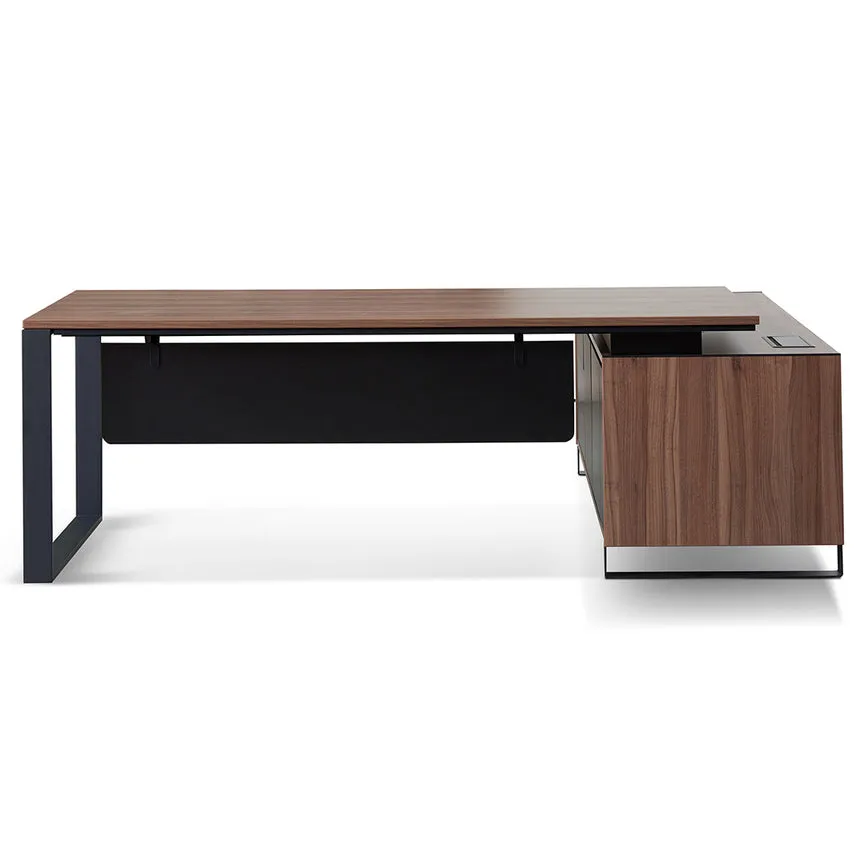 2.3m Left Return Office Desk - Walnut
