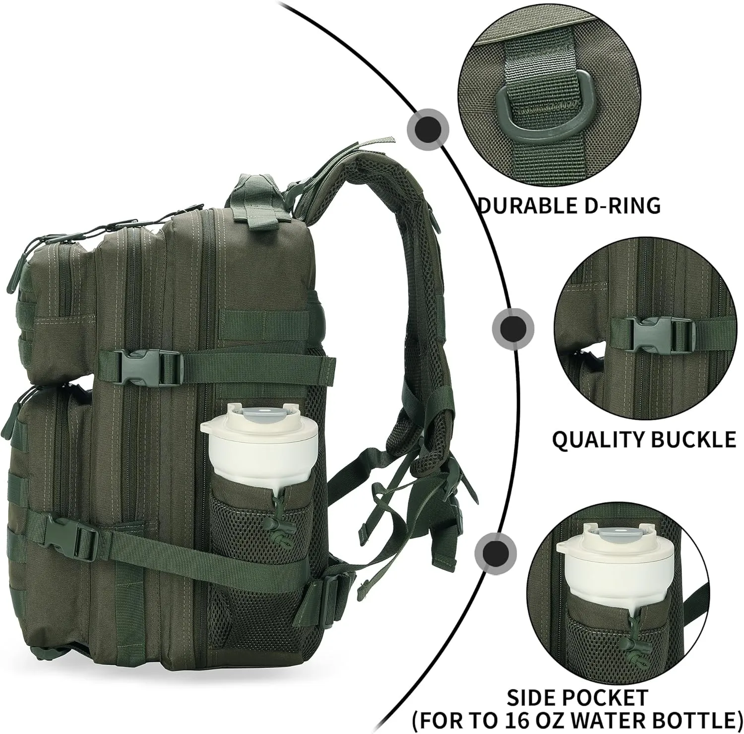 25L Military Tactical Backpack Small Army Assault Pack Molle Daypack for Men and Women for Work Travel Gym Outdoor Hiking Camping (Army Green)