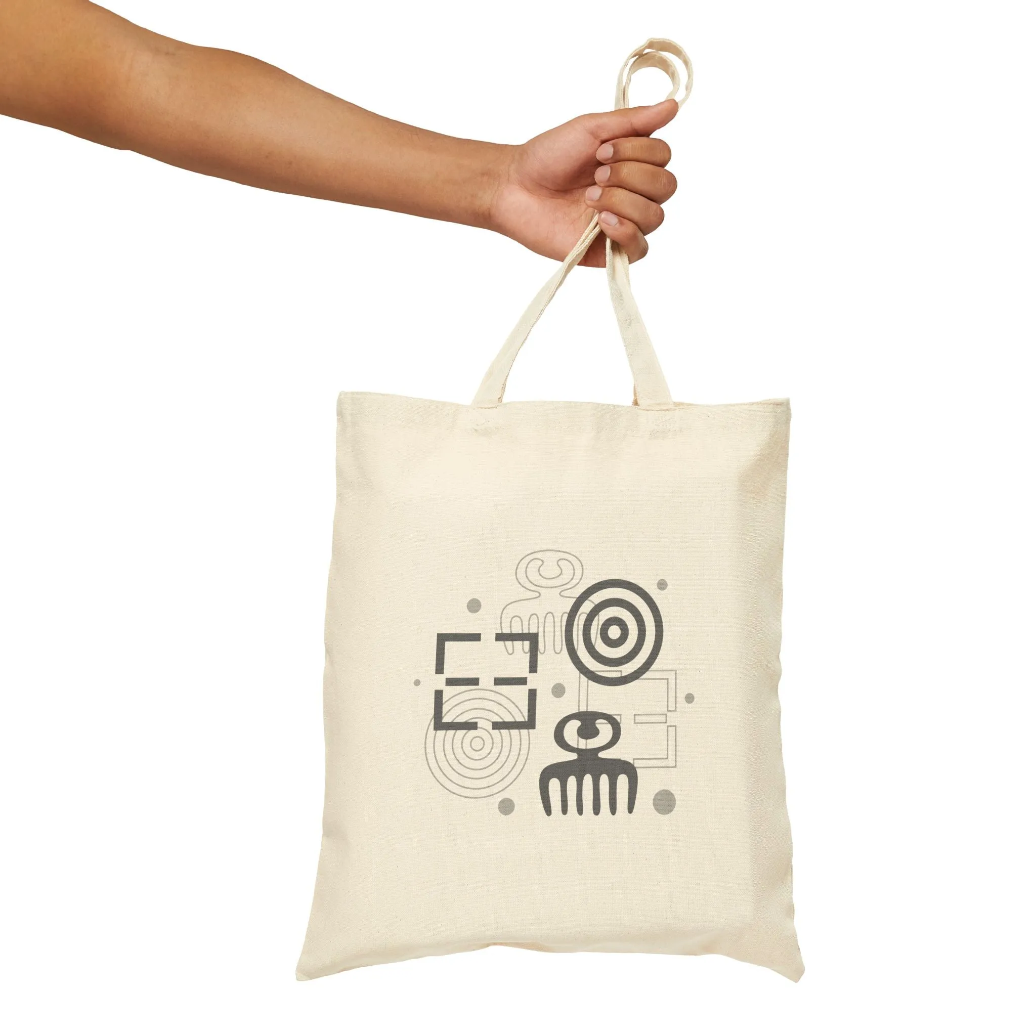 Adinkra Cotton Canvas Tote Bag - Eco-Friendly Reusable Grocery & Shopping Bag