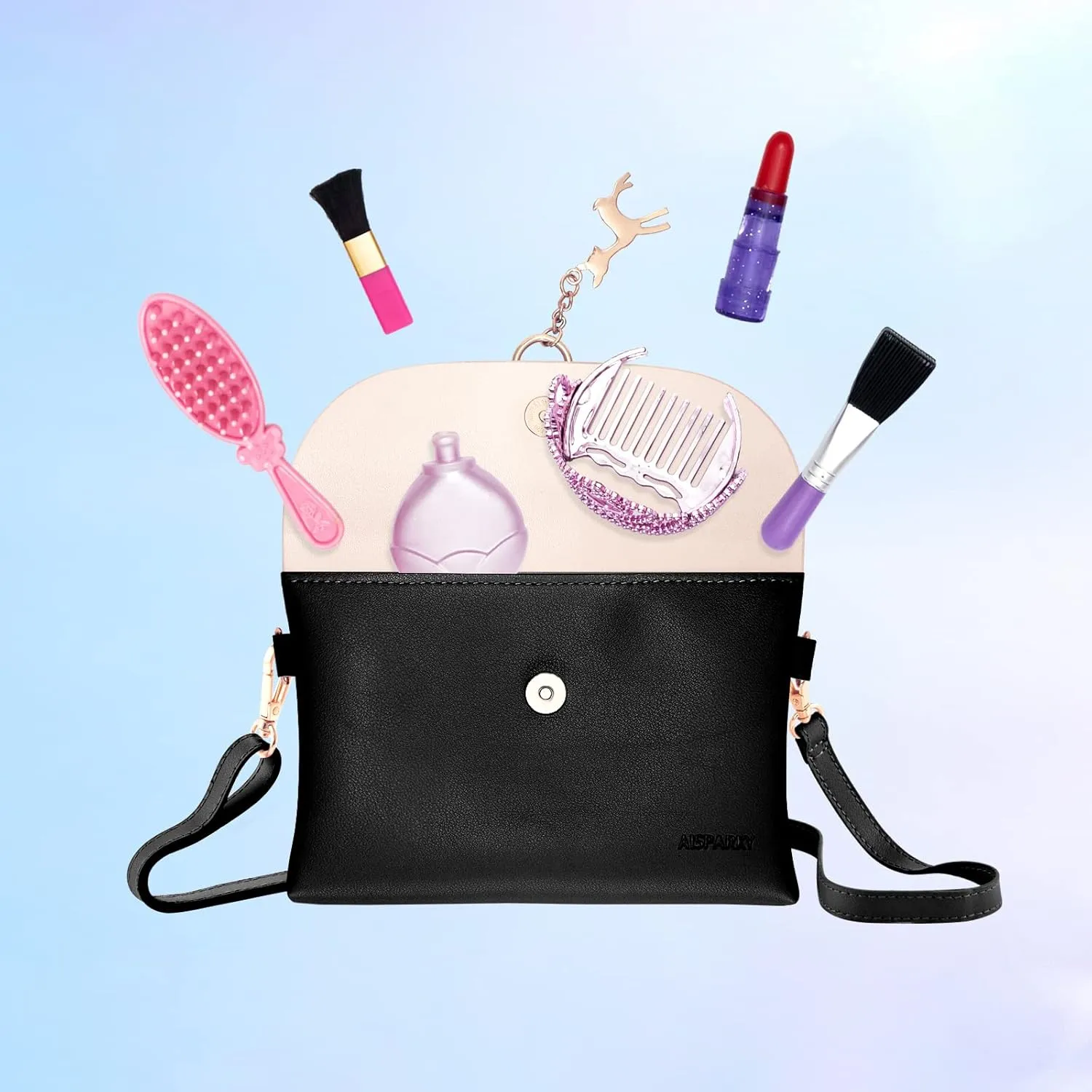 AISPARKY Small Crossbody Purse,PU Leather Small Purse for Womens and Girls With Pendant With Strap/Gold Chain Strap