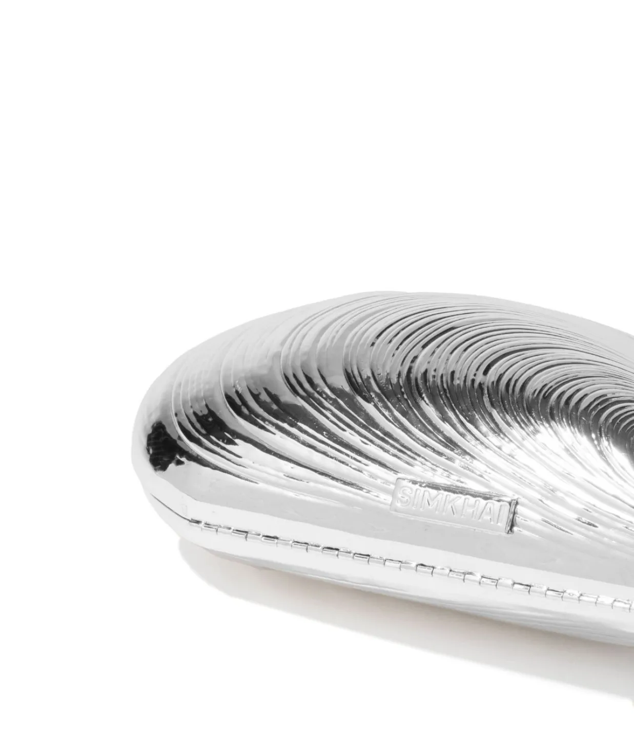 Bridget Metal Oyster Shell Clutch in Silver