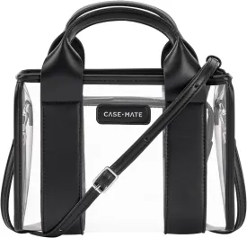 Case-Mate Micro Tote Bag for Women - Black/Clear Mini Purse with Jacquard Crossbody Strap - Stadium Approved Small Handbag - Water-Resistant Tote Bag for Keys, Phone, Wallet and Sunglasses