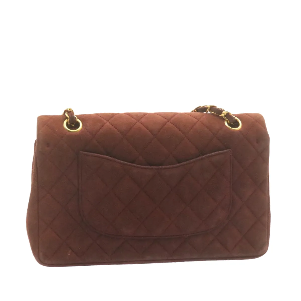 Chanel Matelasse 25 Double Flap Chain Suede Shoulder Bag Brown CC  22346A