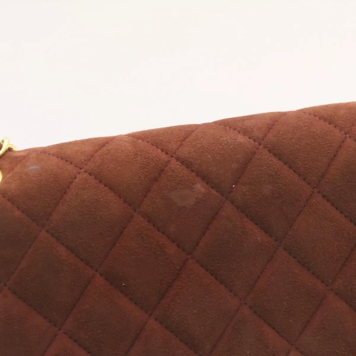 Chanel Matelasse 25 Double Flap Chain Suede Shoulder Bag Brown CC  22346A