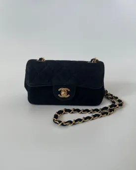 CHANEL | MINI MATELASSE FLAP BAG | BLACK SUEDE