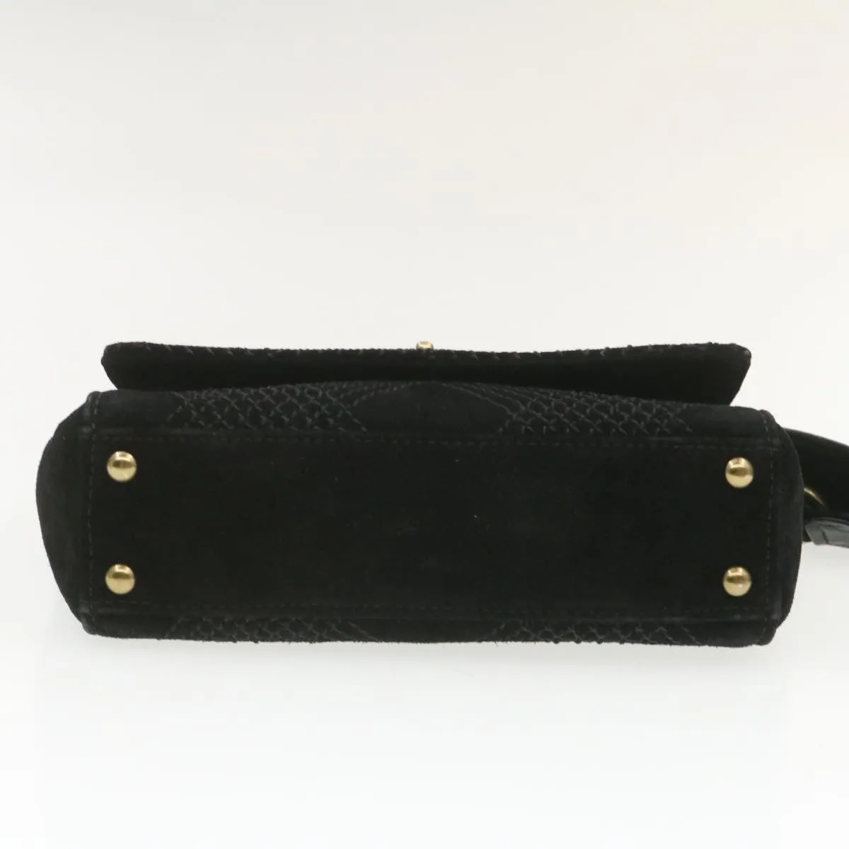 CHANEL Turn Lock Shoulder Bag Suede Black CC  18959
