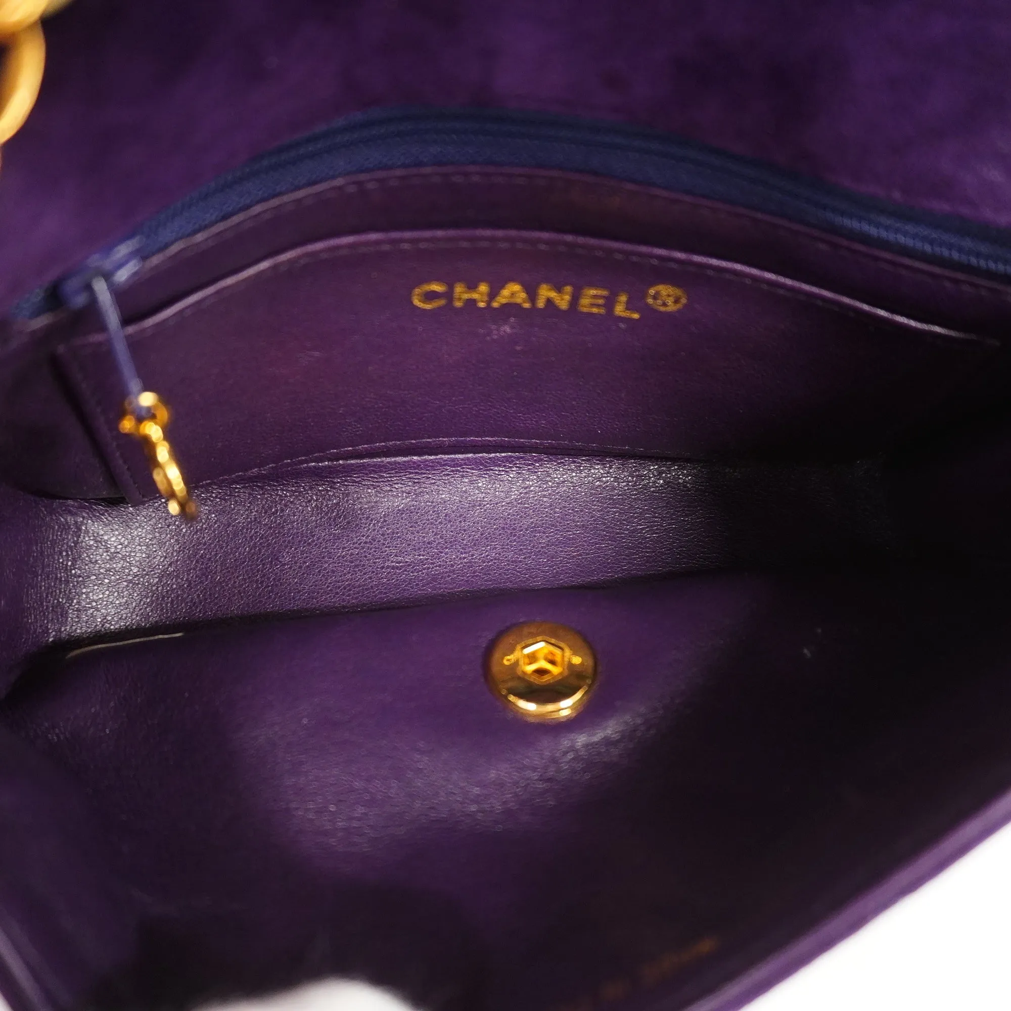 CHANEL[3bd3918-g]  Matelasse Diana Flap Chain Shoulder Suede Shoulder Bag Purple