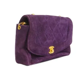 CHANEL[3bd3918-g]  Matelasse Diana Flap Chain Shoulder Suede Shoulder Bag Purple