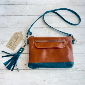 Crossbody Clutch in Cognac, Dark Teal