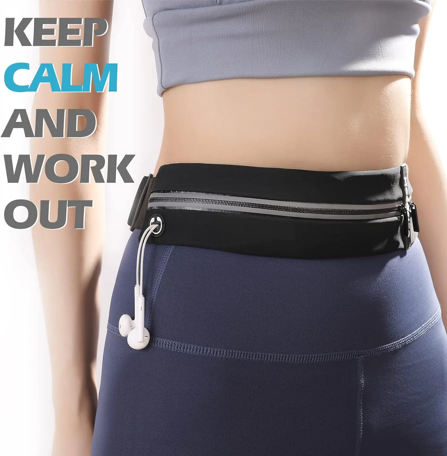 Crossbody Fanny Pack For Men & Women, with 3-Zipper Pockets, Running Waist Pack Bag,with Adjustable Belt for Travel Sports Running