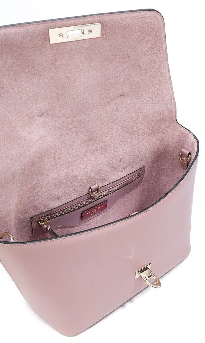 Demilune Small Double Handle Rockstud Satchel - Black or Pale Pink