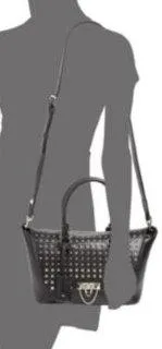 Demilune Small Double Handle Rockstud Satchel - Black or Pale Pink