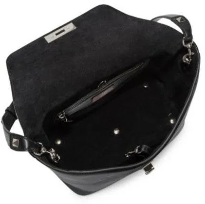 Demilune Small Double Handle Rockstud Satchel - Black or Pale Pink