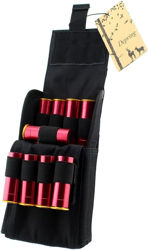Depring MOLLE Tactical 25 Rounds Shotshell Pouch Holder Compact Foldable Shotgun Reload Ammo Mag Bag Quick Access Shotgun Shell Carrier