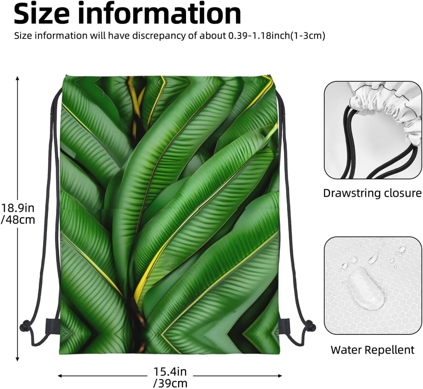 Drawstring Backpack for women,Versatile drawstring bag,Water-Resistant Cinch Bag,Gym sackpack-Banana Leaf Green