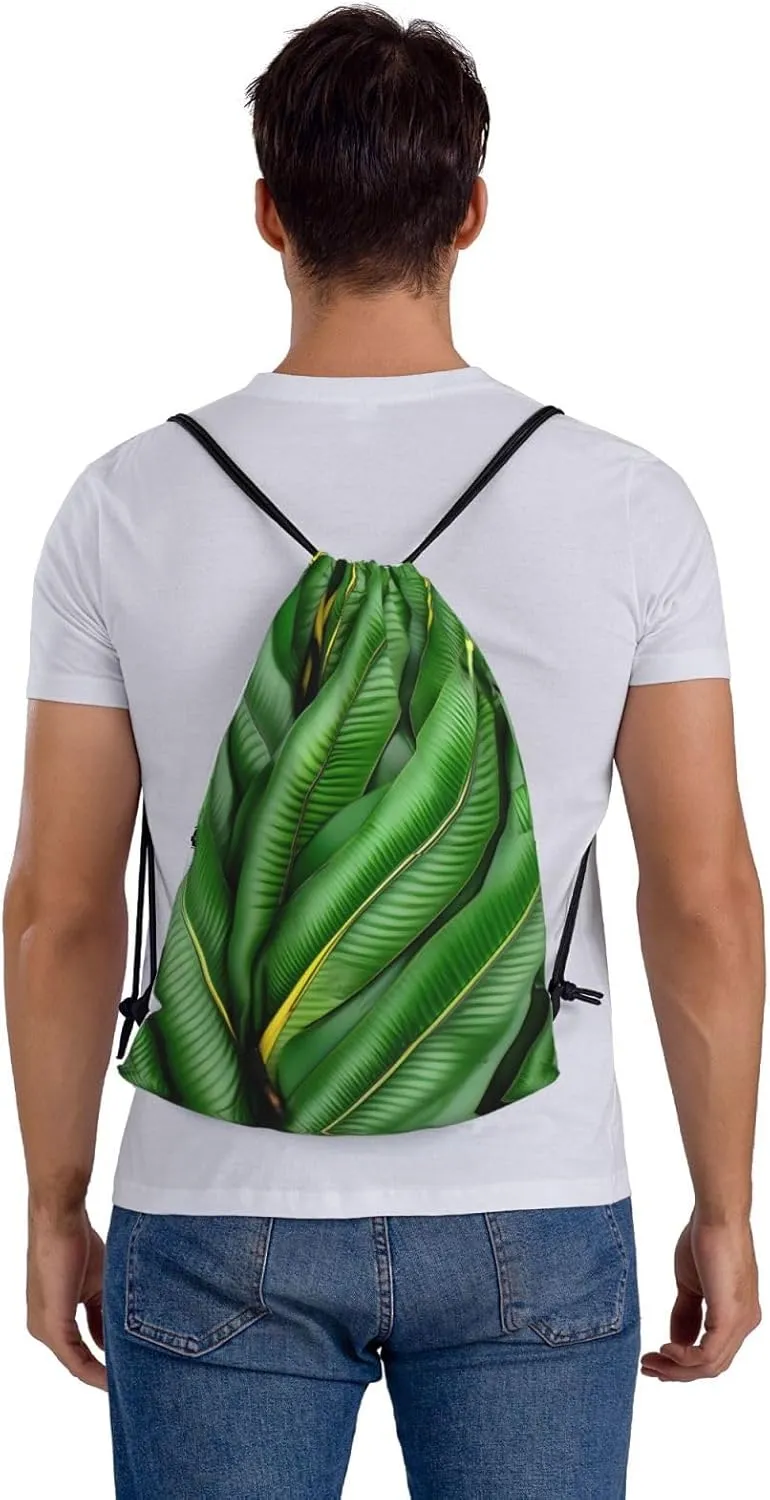 Drawstring Backpack for women,Versatile drawstring bag,Water-Resistant Cinch Bag,Gym sackpack-Banana Leaf Green