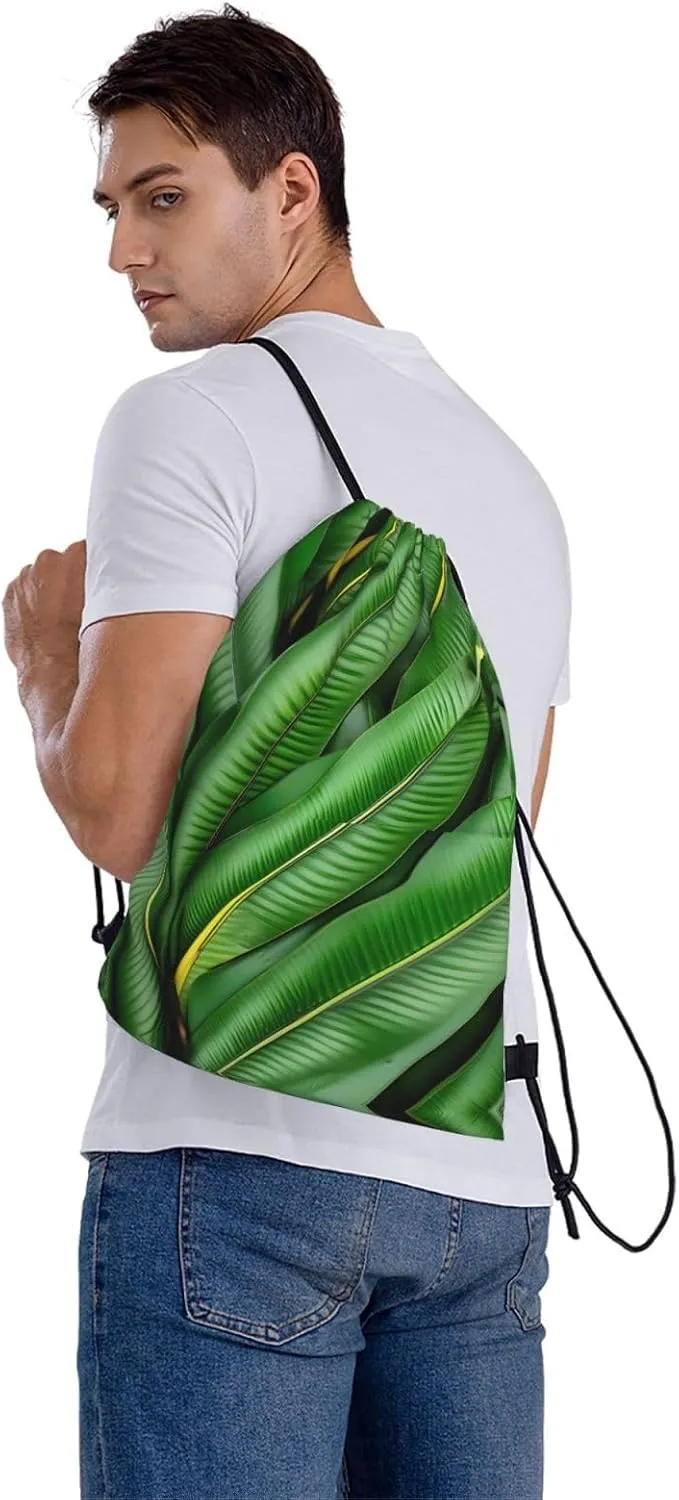 Drawstring Backpack for women,Versatile drawstring bag,Water-Resistant Cinch Bag,Gym sackpack-Banana Leaf Green
