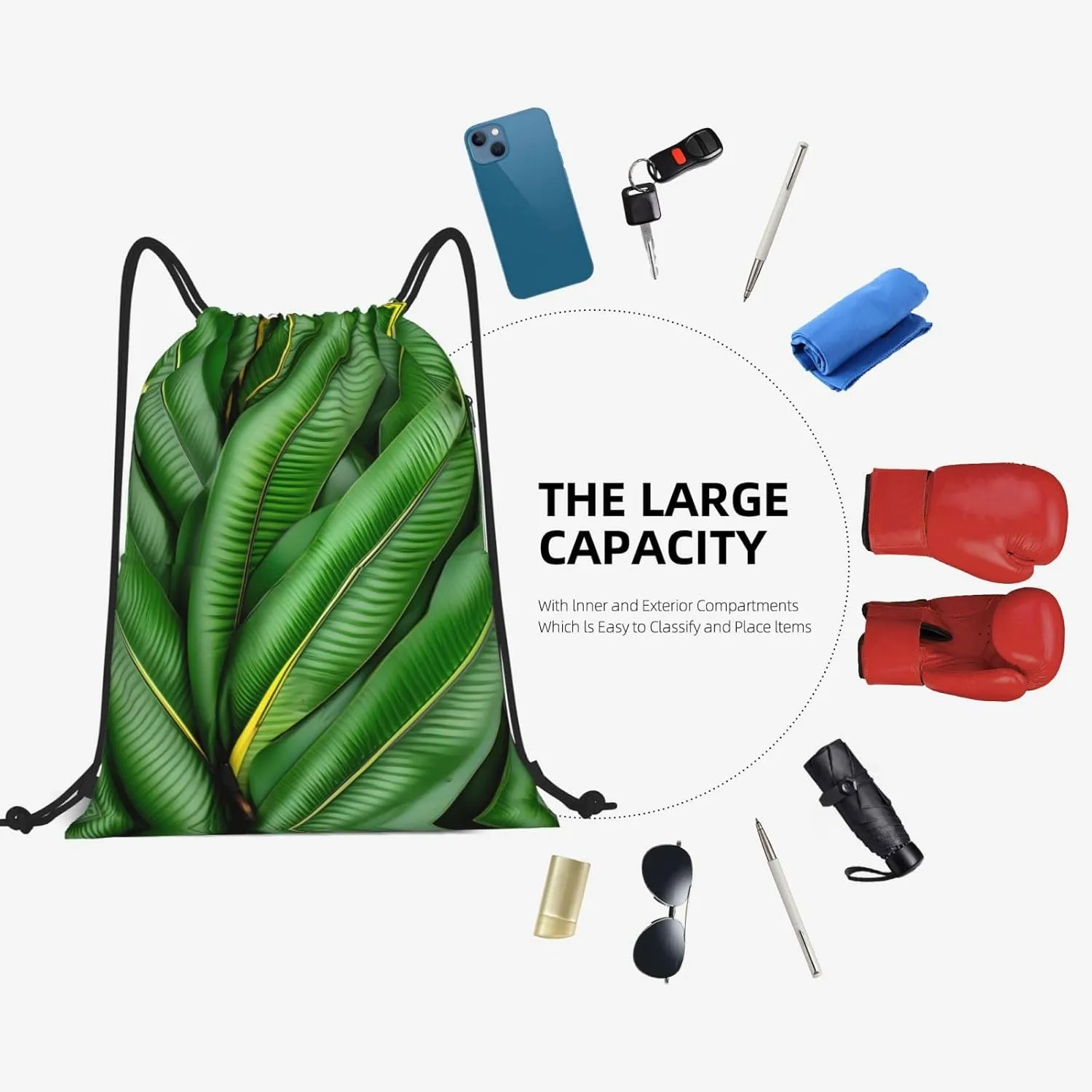 Drawstring Backpack for women,Versatile drawstring bag,Water-Resistant Cinch Bag,Gym sackpack-Banana Leaf Green