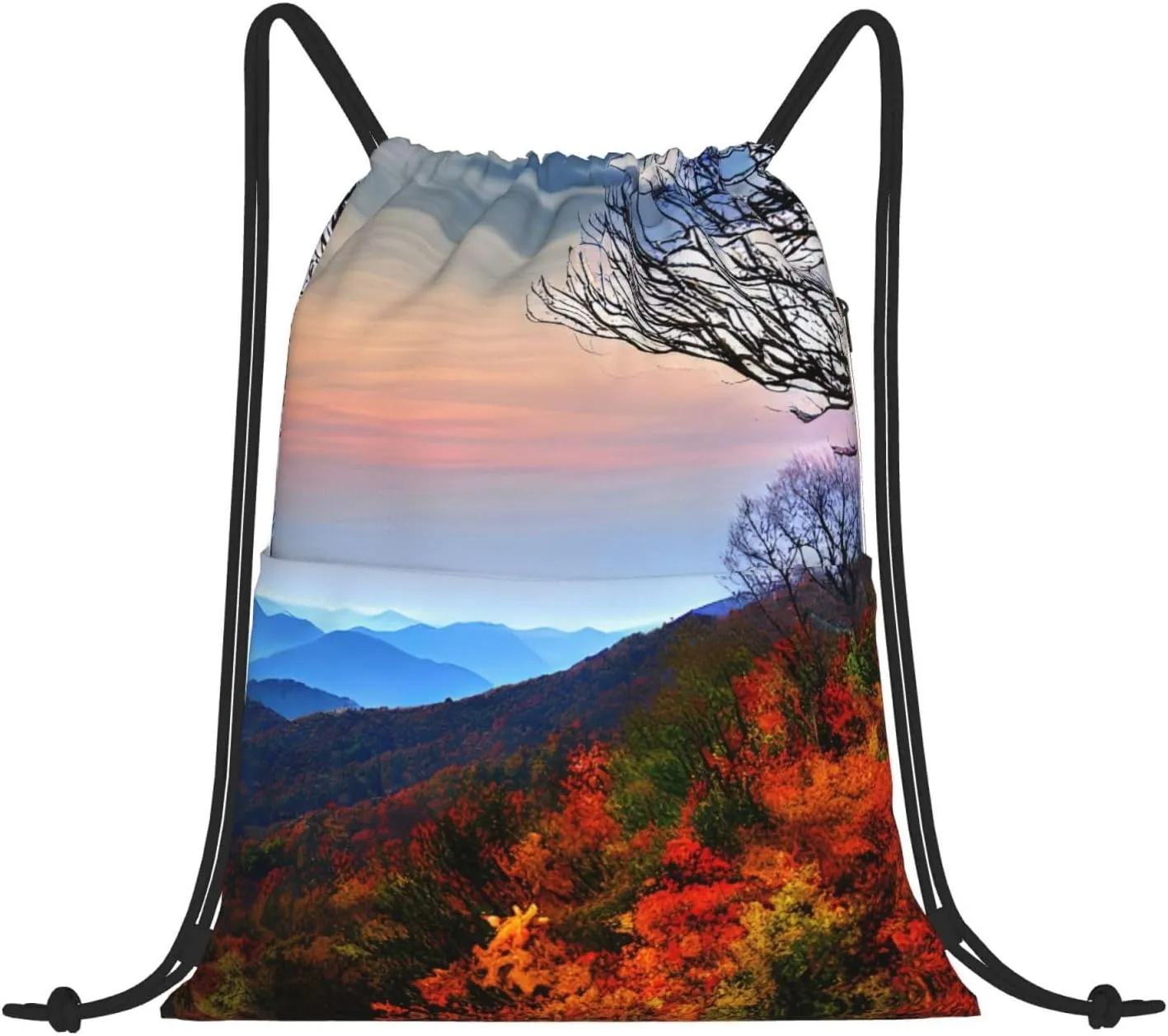 Drawstring Backpack for women,Versatile drawstring bag,Water-Resistant Cinch Bag,Gym sackpack--Blue Ridge Mountains