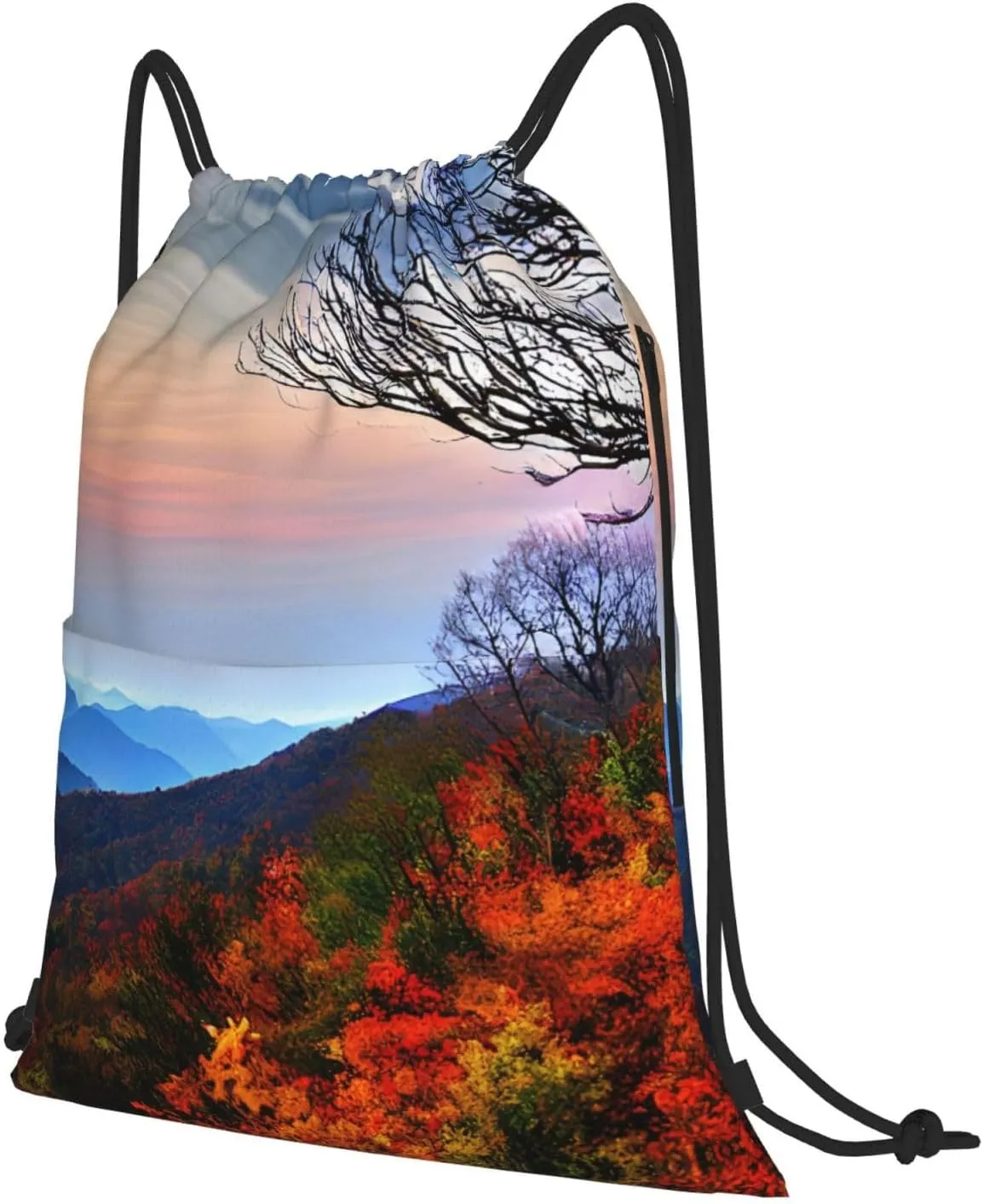 Drawstring Backpack for women,Versatile drawstring bag,Water-Resistant Cinch Bag,Gym sackpack--Blue Ridge Mountains