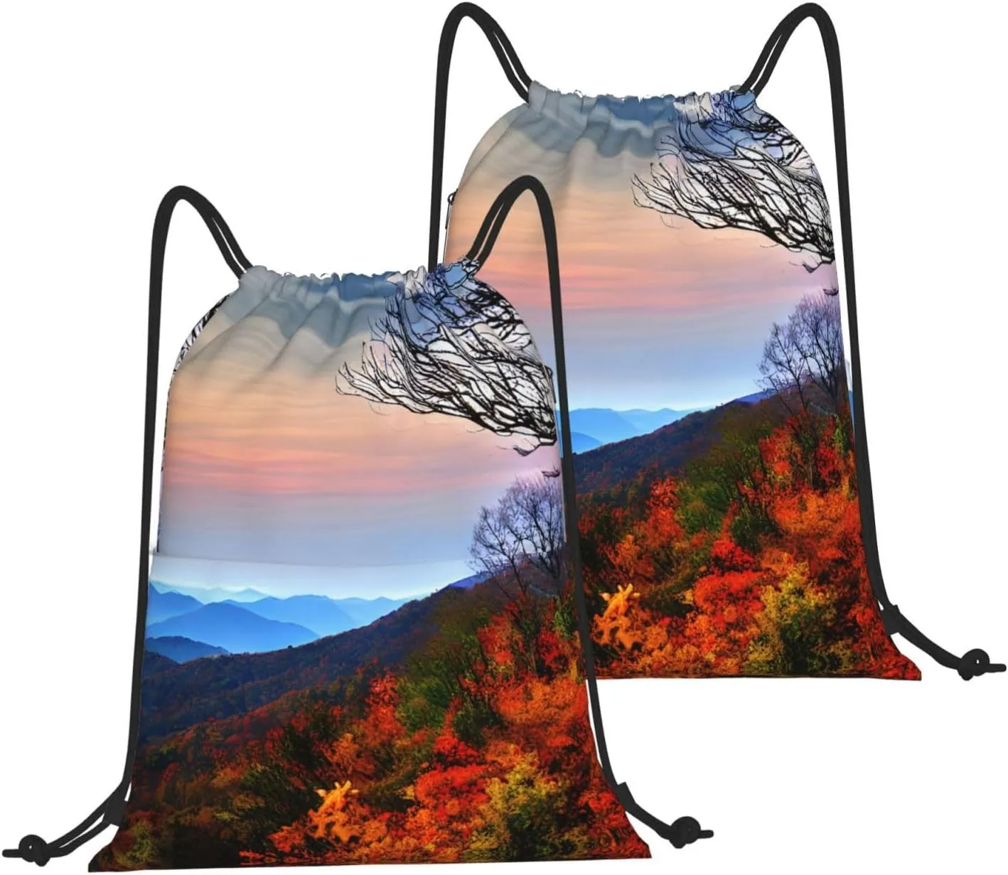 Drawstring Backpack for women,Versatile drawstring bag,Water-Resistant Cinch Bag,Gym sackpack--Blue Ridge Mountains