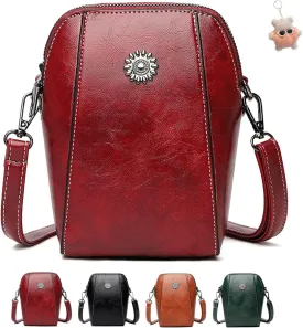 Elmyse Crossbody Bag Leather,Happywind Crossbody Cellphone Purse,Happy Wind Retro All-Match Vertical Cellphone Bag