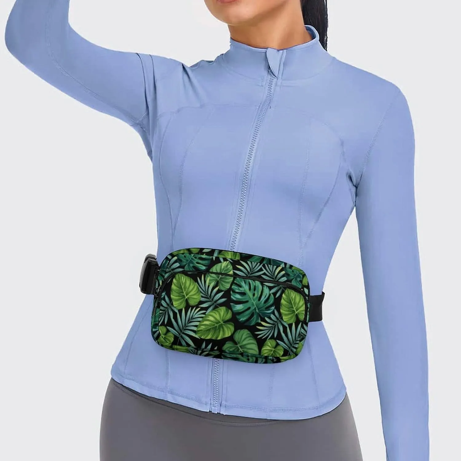 Exotic Palm Leaves Belt Bag Fanny Pack Crossbody Fashion Waist Packs With Adjustable Strap For Men Women Travel Hiking Cycling Running