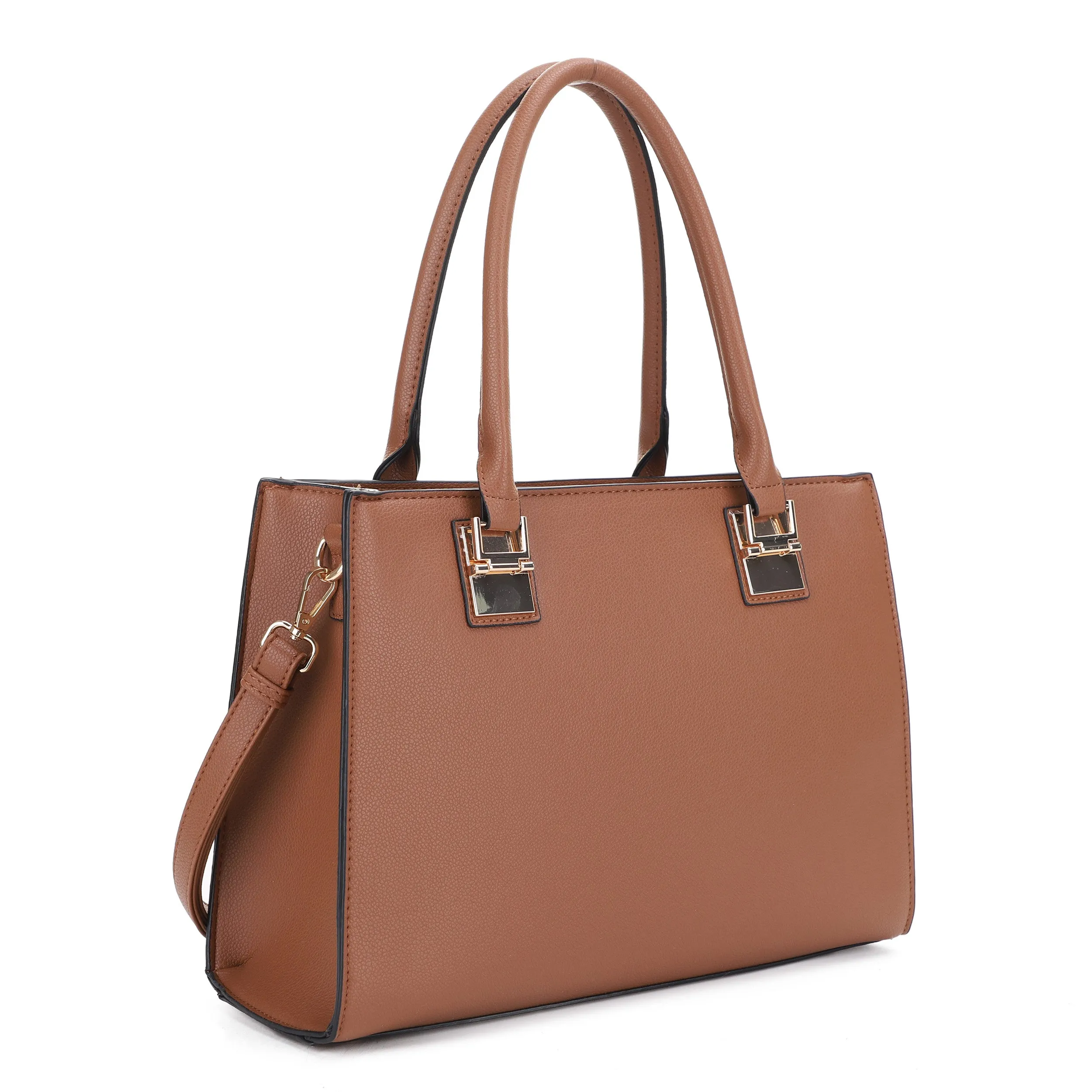 FC20666 Contrast Border Metal Tab Satchel