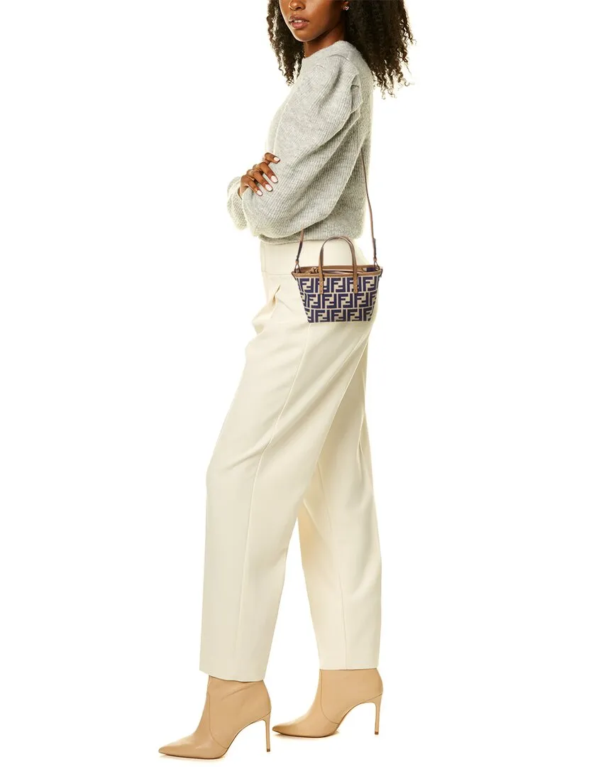 FENDI Mini Roll FF Jacquard Leather-Trim Tote