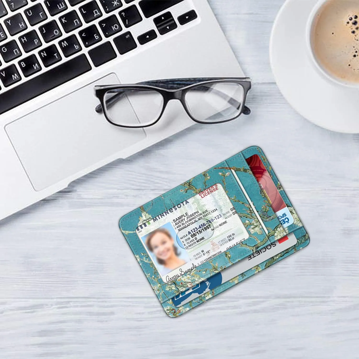 Fintie Slim Minimalist Front Pocket Wallet, RFID Blocking Credit Card Holder Card Cases with ID Window for Men Women (Blossom)