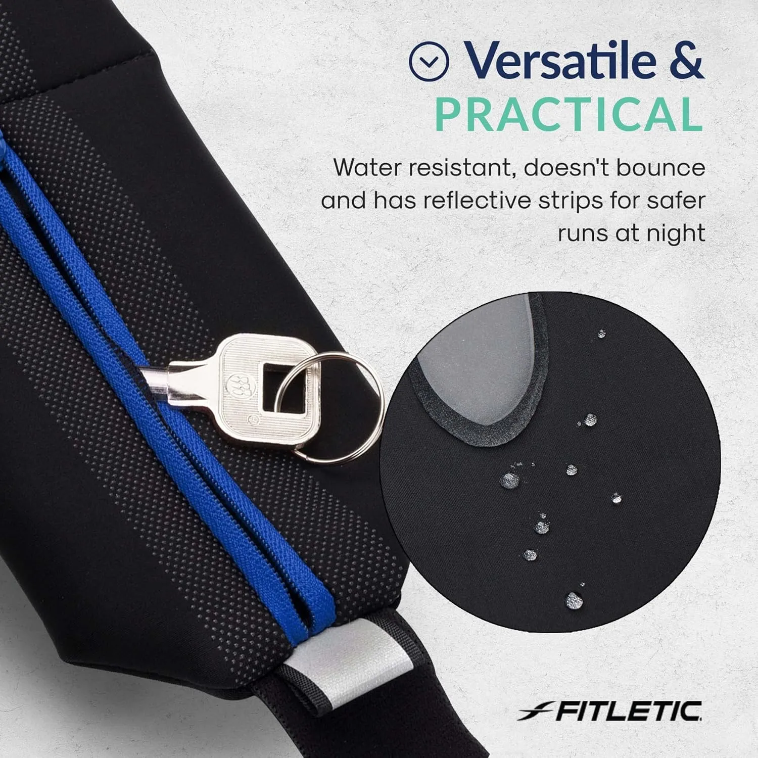 Fitletic Bolt Double Pocket Running Belt & Active Fanny Pack For Men & Women  Water Resistant, Lightweight Sleek Design  Patented No Bounce Hip Hugging Fit  Holds Any Phone
