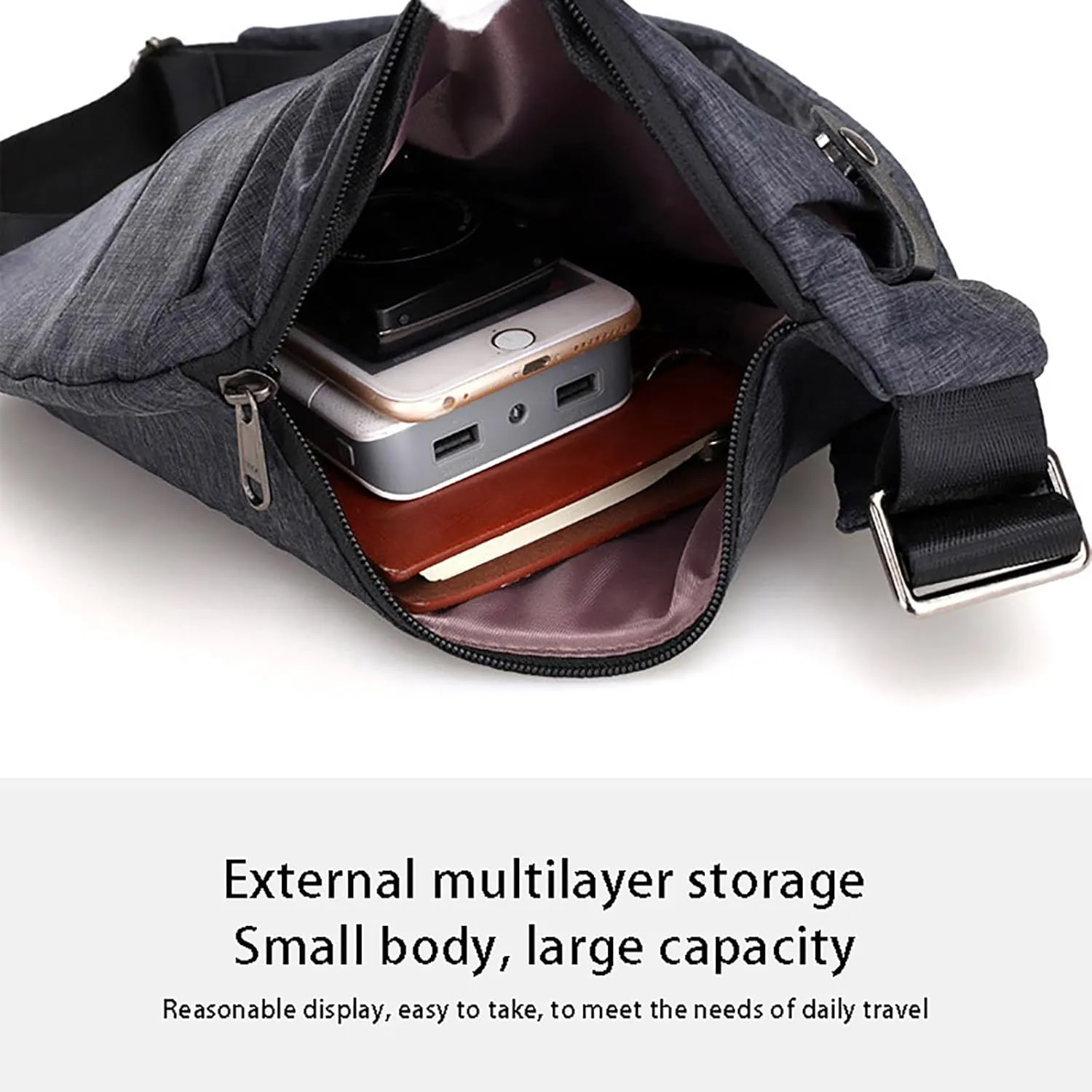 Flyhugs Anti Theft Travel Bag, Anti Theft Crossbody Bag for Women Men, Shoulder Bag with Adjustable Strap