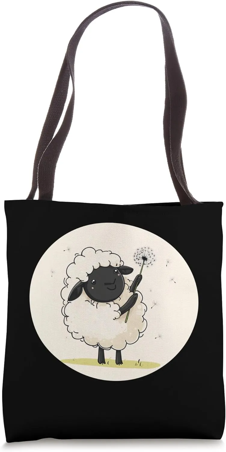 Fun Sheep with Dandelion and Flower Seeds Costume Tote Bag