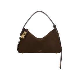 Gold Espresso Suede Hobo Bag