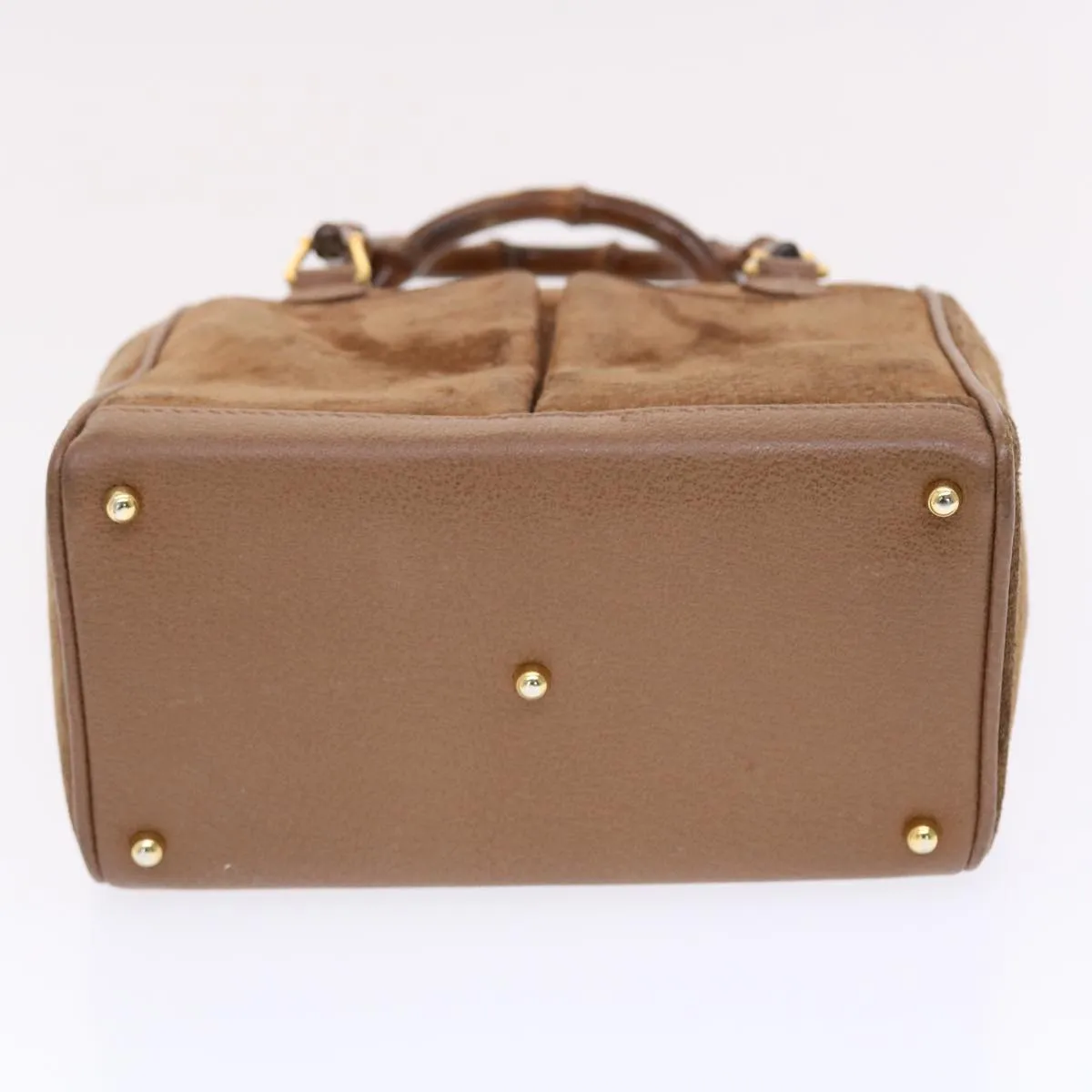 GUCCI Bamboo Hand Bag Suede 2way Brown  50264