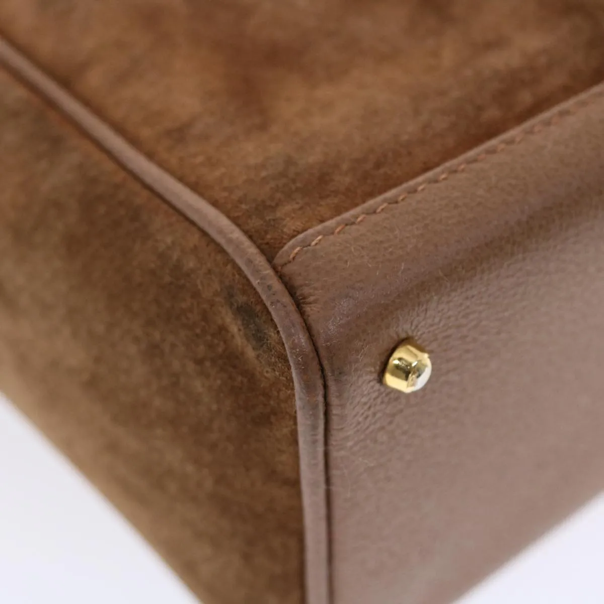 GUCCI Bamboo Hand Bag Suede 2way Brown  50264