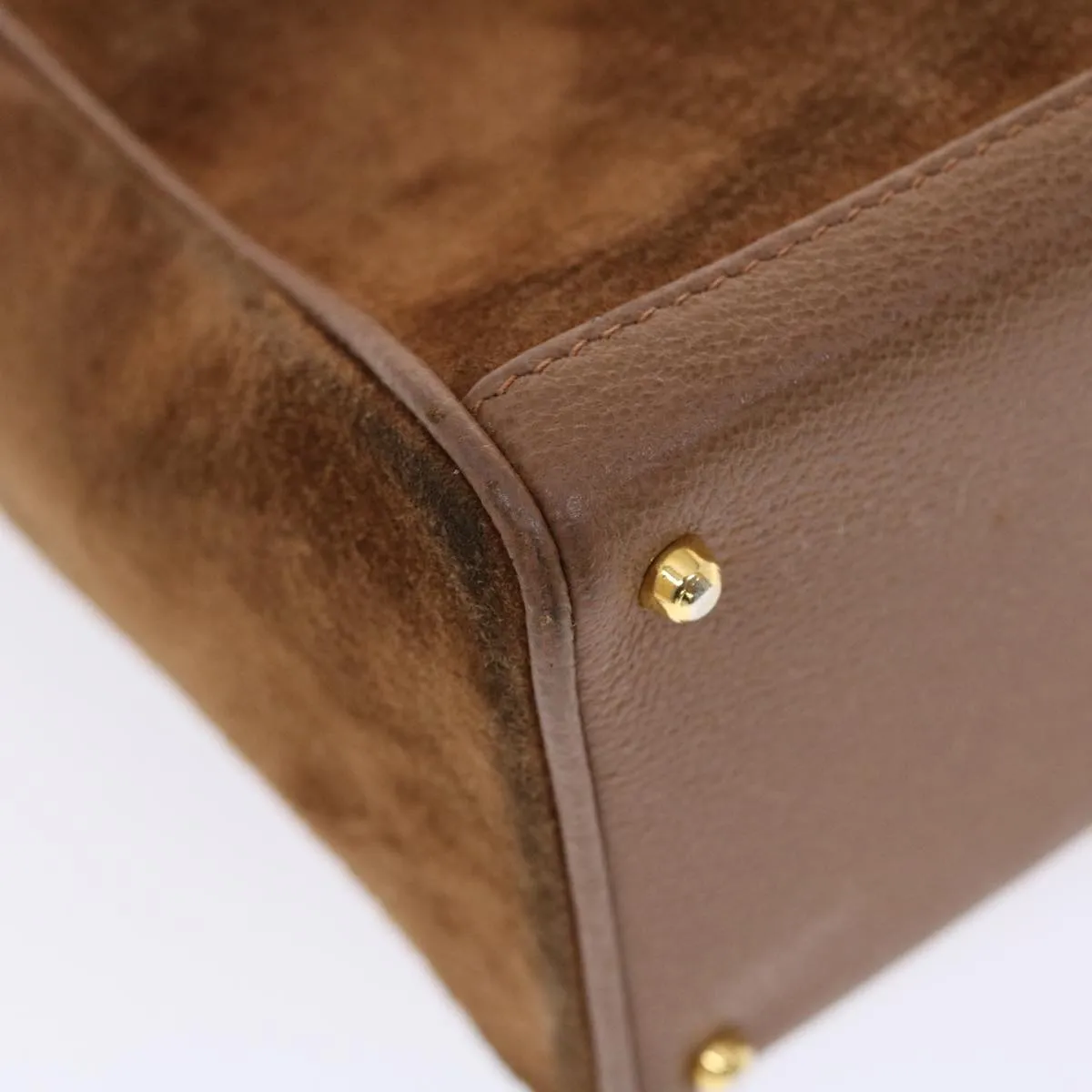 GUCCI Bamboo Hand Bag Suede 2way Brown  50264