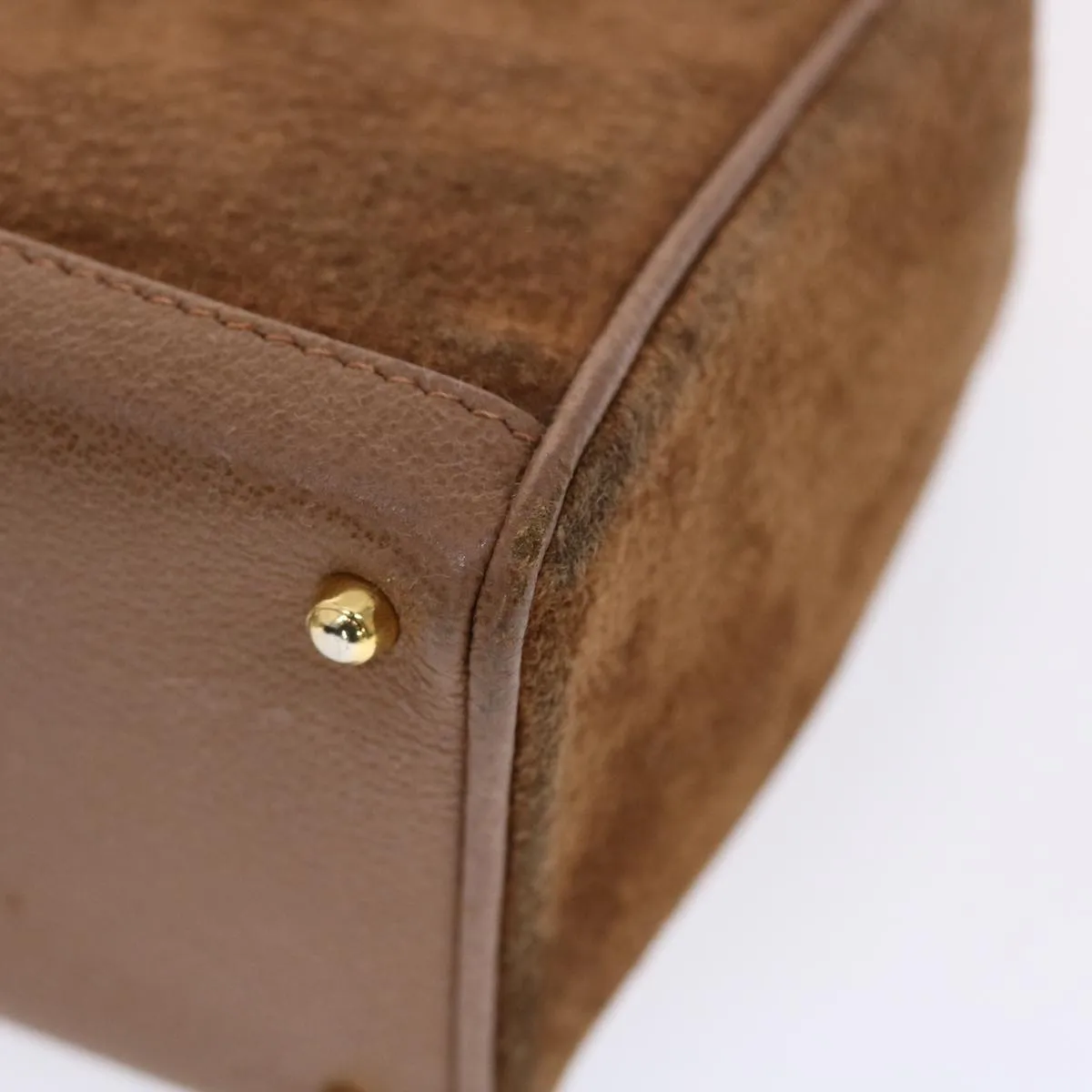 GUCCI Bamboo Hand Bag Suede 2way Brown  50264