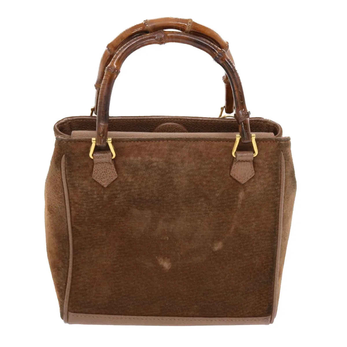 GUCCI Bamboo Hand Bag Suede 2way Brown  50264