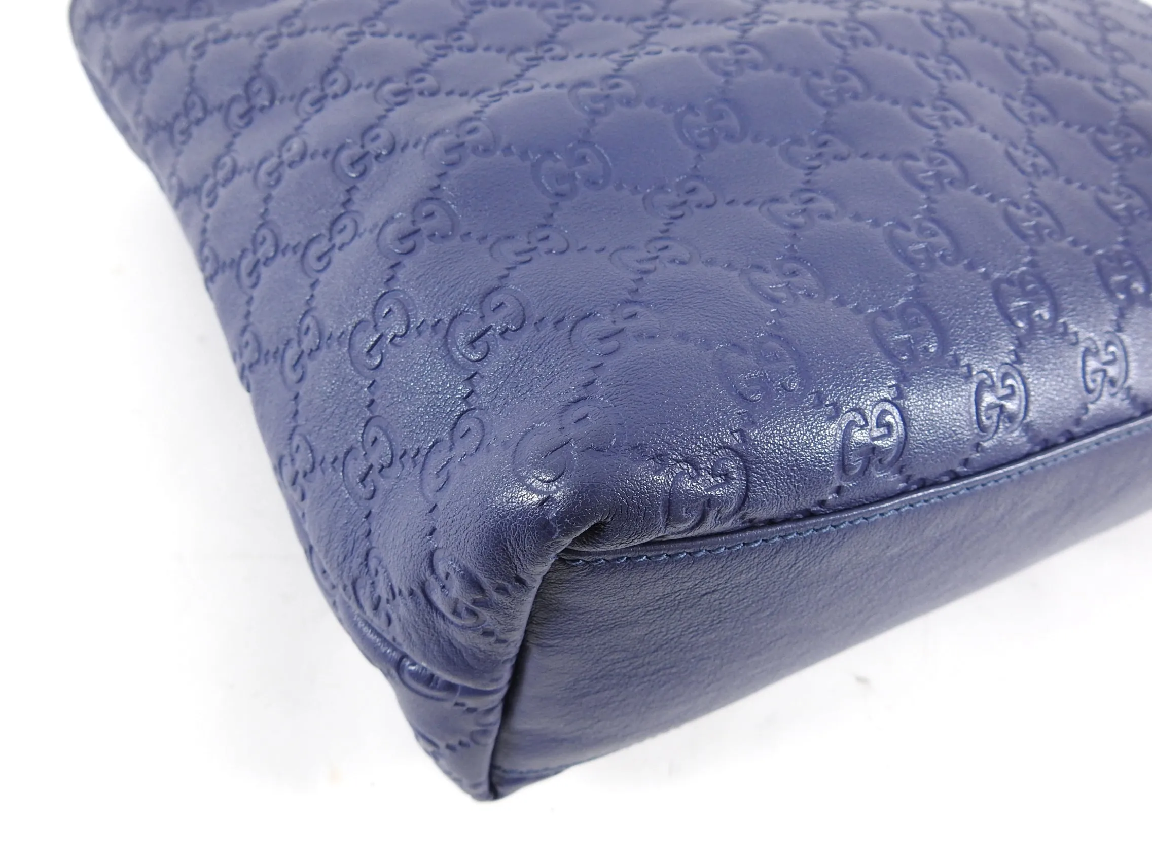 Gucci Guccissima Blue Leather Tote Shopper Bag