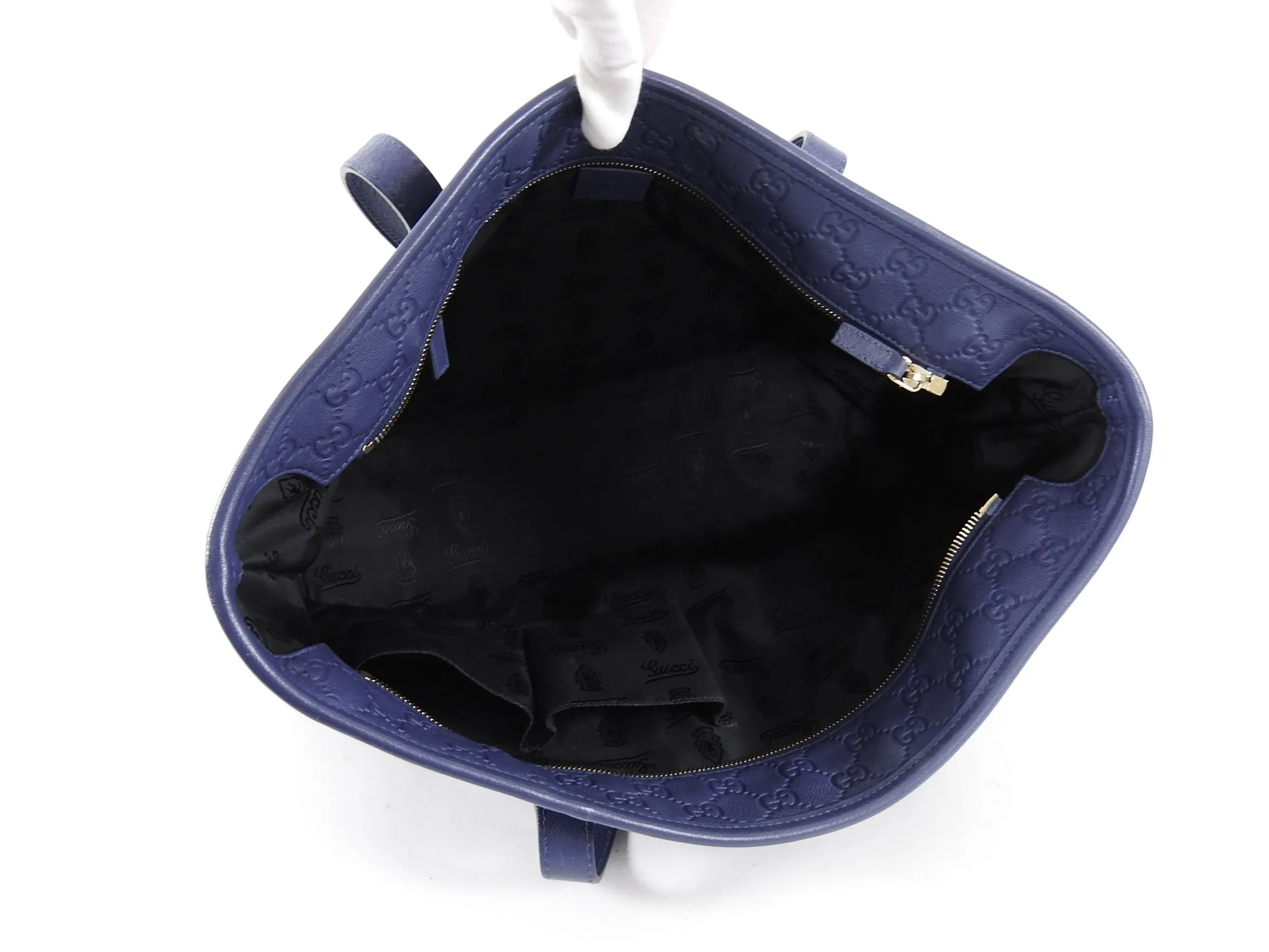 Gucci Guccissima Blue Leather Tote Shopper Bag