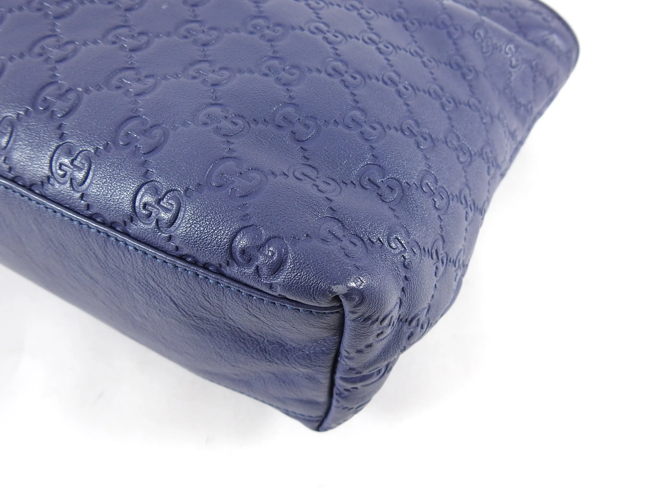 Gucci Guccissima Blue Leather Tote Shopper Bag