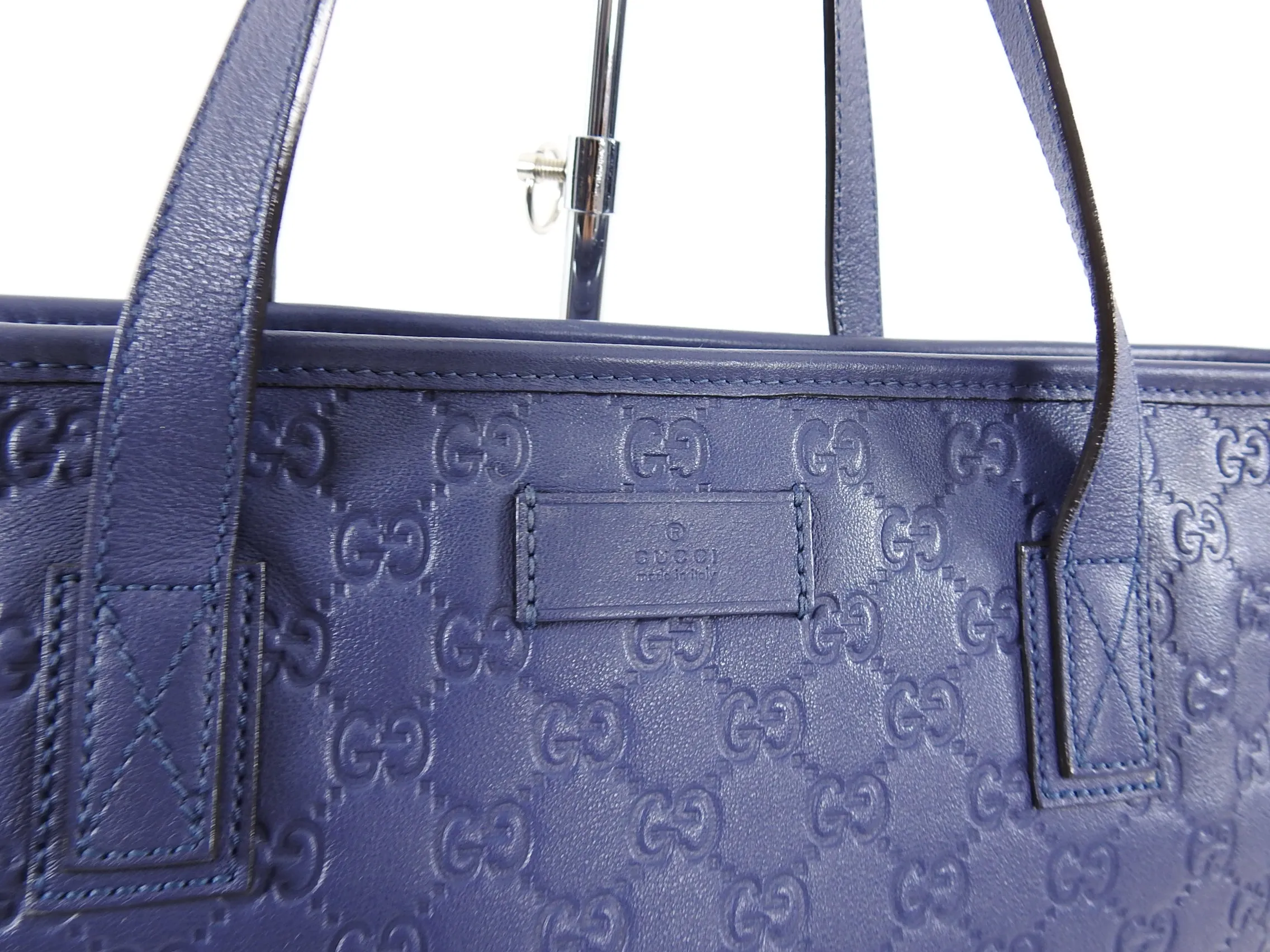 Gucci Guccissima Blue Leather Tote Shopper Bag