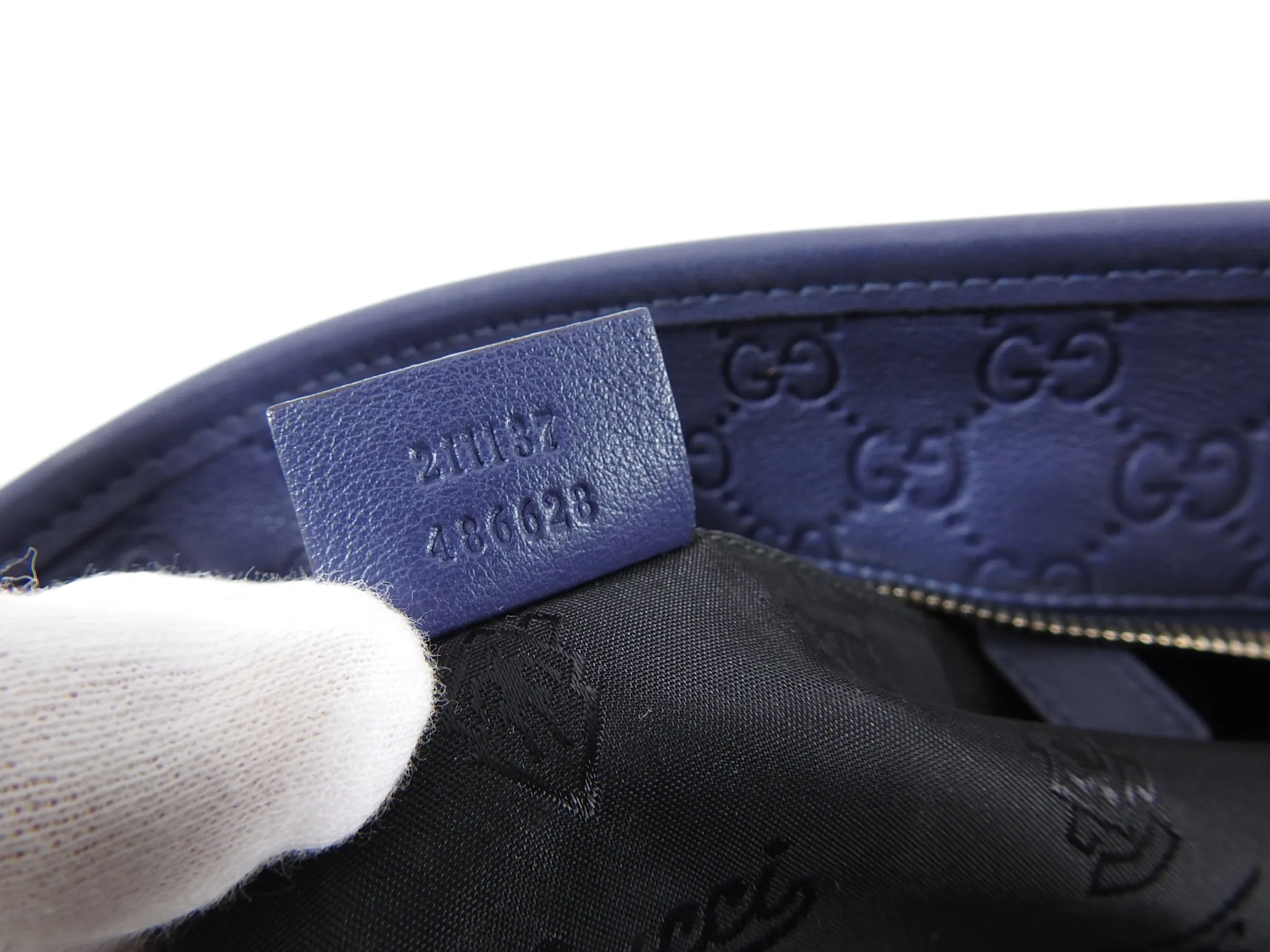 Gucci Guccissima Blue Leather Tote Shopper Bag