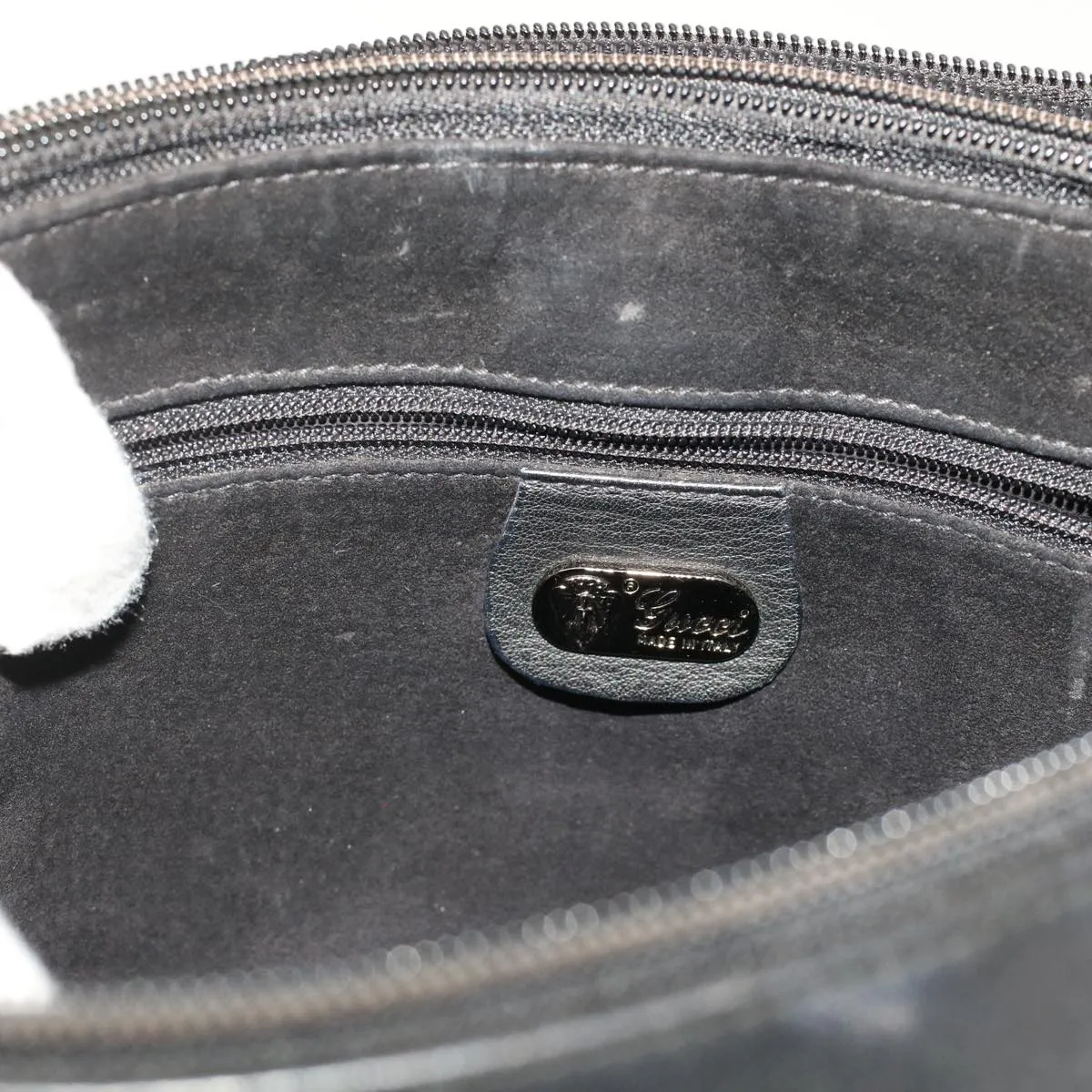 GUCCI Shoulder Bag Suede Leather Black  ar9974