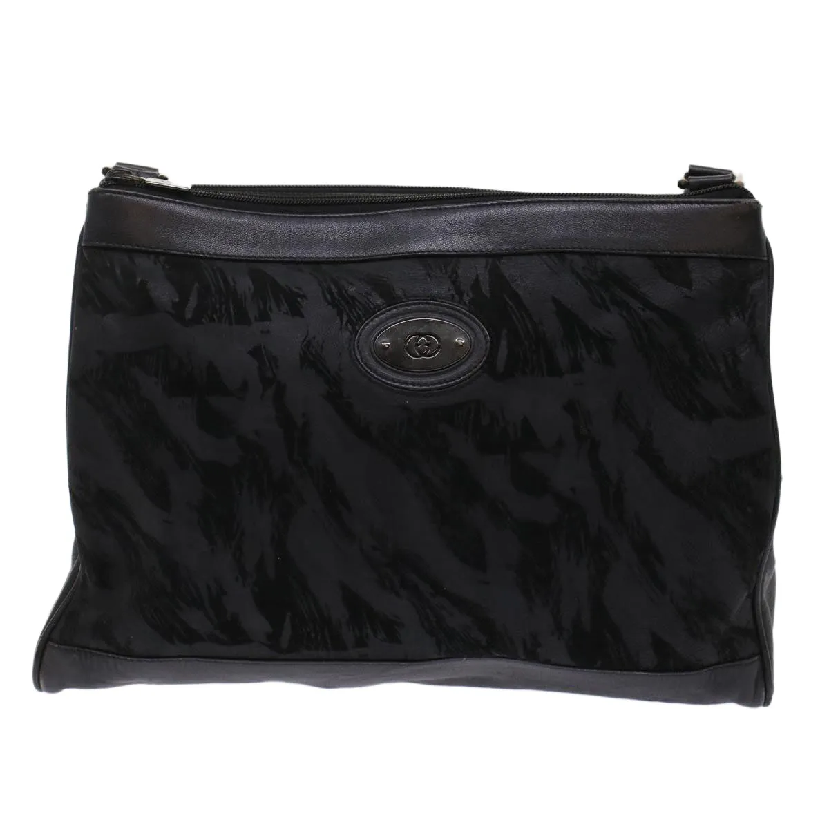 GUCCI Shoulder Bag Suede Leather Black  ar9974