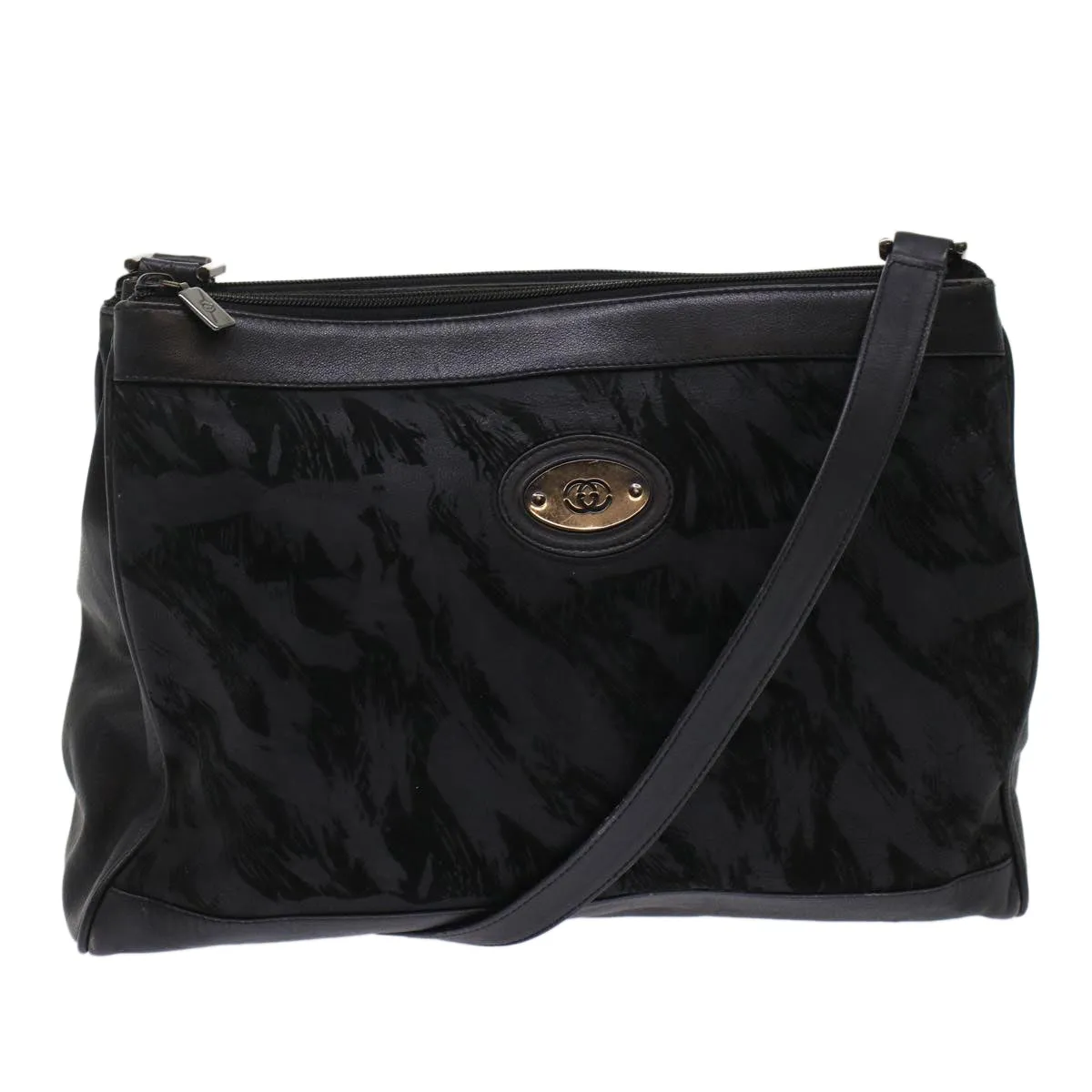 GUCCI Shoulder Bag Suede Leather Black  ar9974