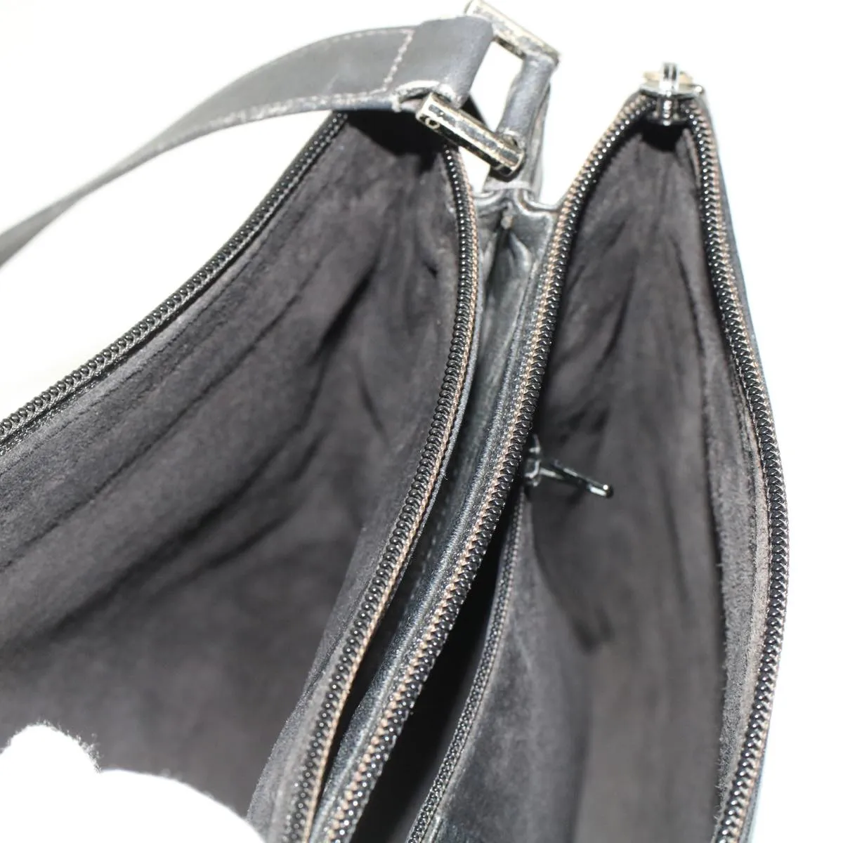 GUCCI Shoulder Bag Suede Leather Black  ar9974
