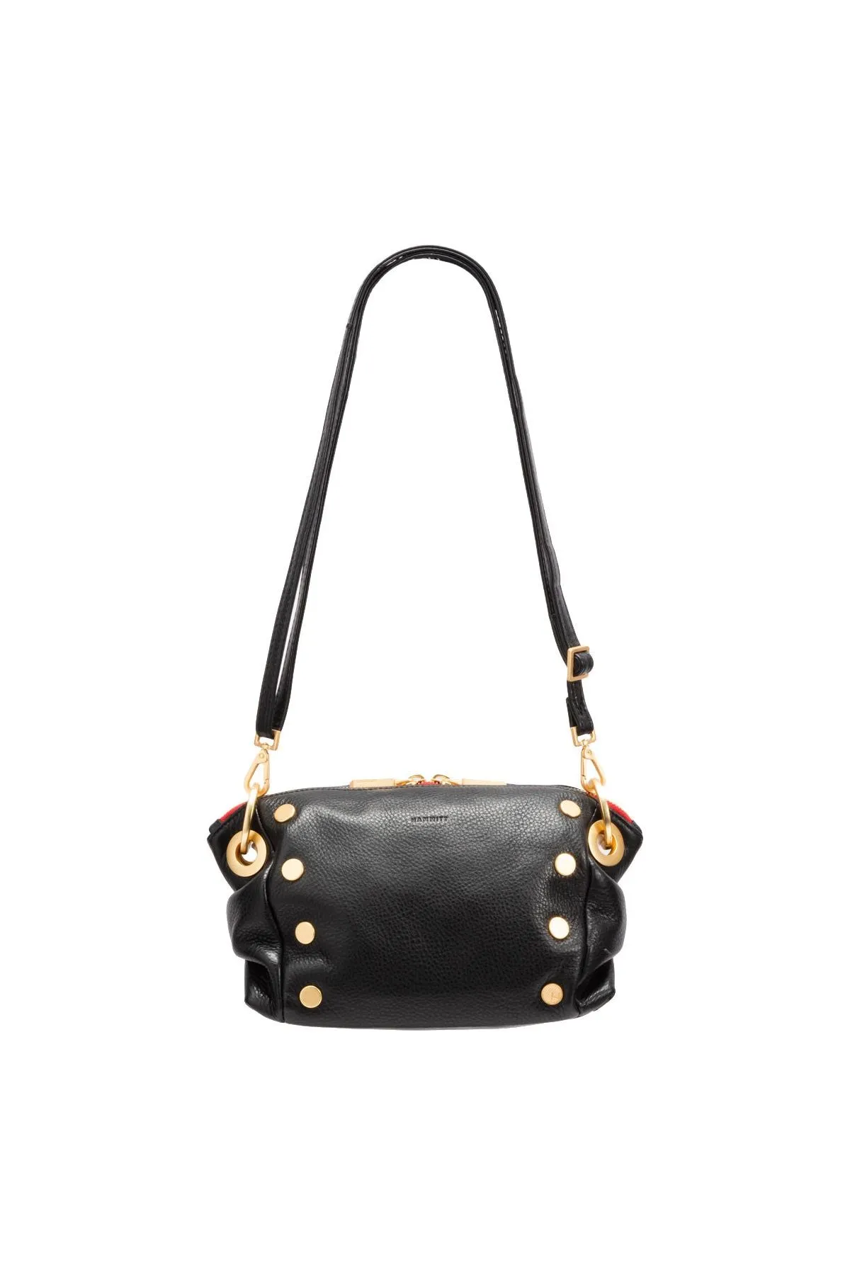 Hammitt Daniel Crossbody Clutch Small 17466 | Black/Brushed Gold Red Zip